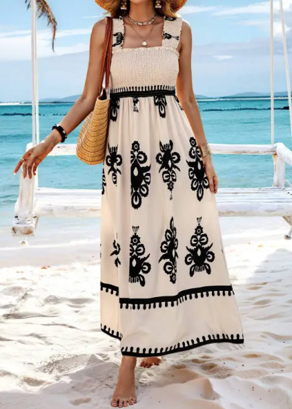 Women's Beach Vacation Style Printed Dress